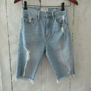 Frame Jeans Shorts 25 Le Vintage Bermuda High Waisted Rise Destroyed Cut Off